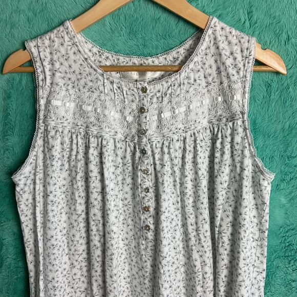 Eileen West Womens Pure Cotton Nightgown Knee Length Half button up Medium - Picture 1 of 10
